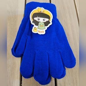 Children's blue knit gloves.One-size-fits-all. NWT
